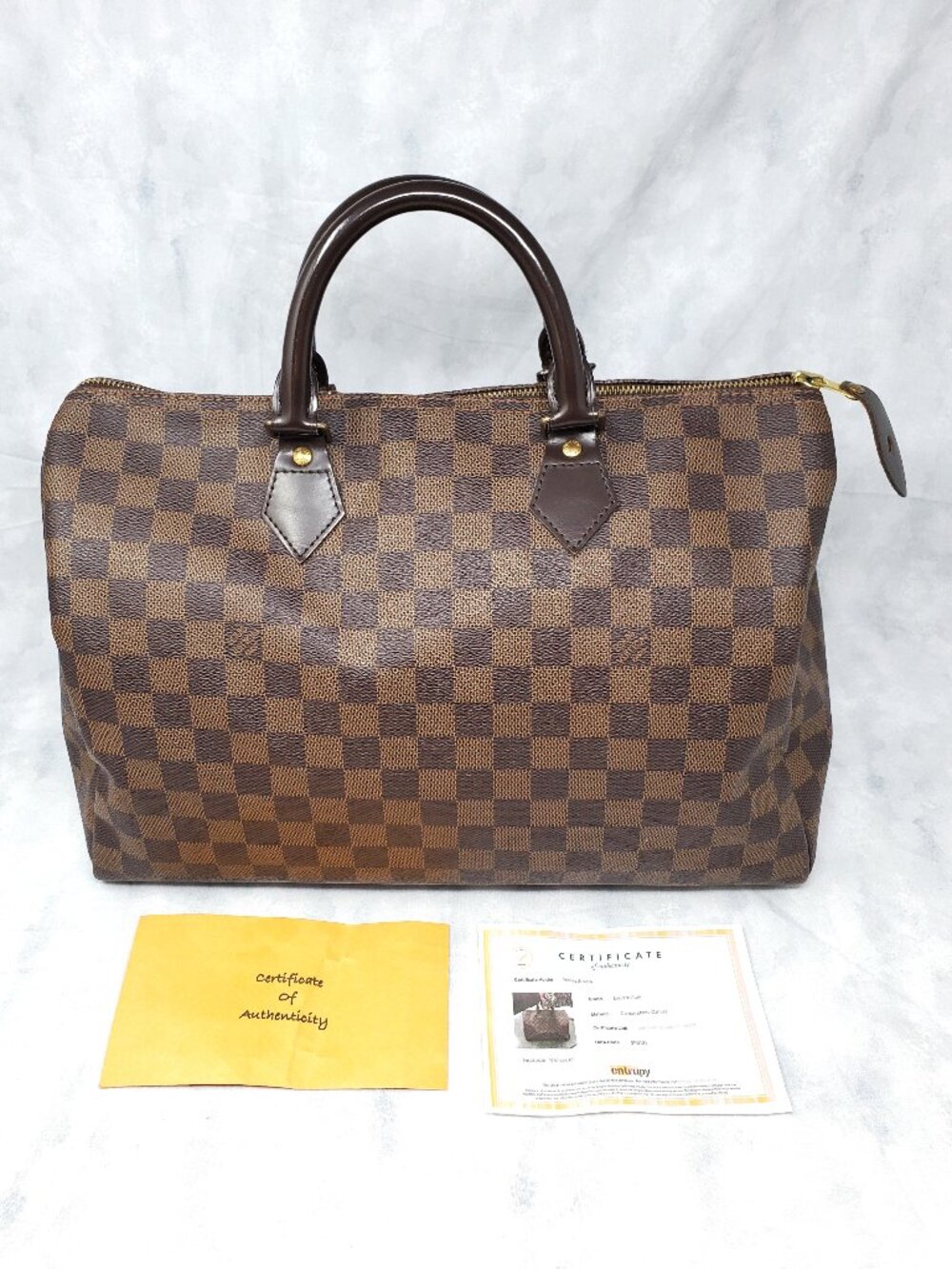 Louis Vuitton Authentic Speedy 35 Damier Ebene Handbag